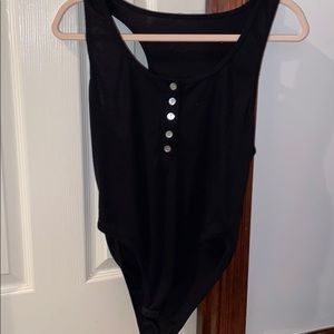 Black button down body suit